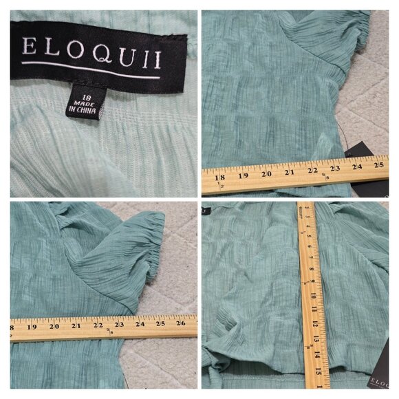 Eloquii Womens Green 2 Pcs Set Cropped Tie Front Top Sz 18 Wide Leg Pants Sz 14 - Picture 9 of 12